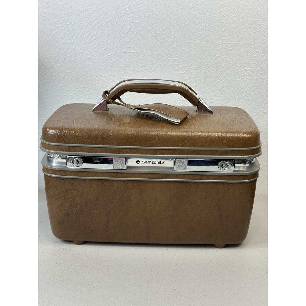 Vintage Samsonite Profile II Brown Carry On Makeup Case Mirror Tray Made In USA